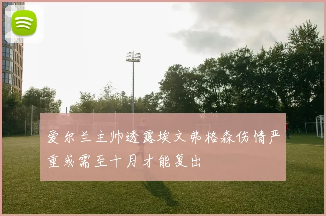 爱尔兰主帅透露埃文弗格森伤情严重或需至十月才能复出